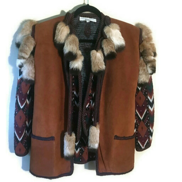 Leather Cowboy Jacket With Fur Collar - Picture 8 of 8